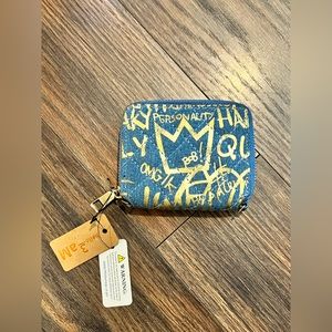 Denim Coin Pouch with hooks to make crossbody
